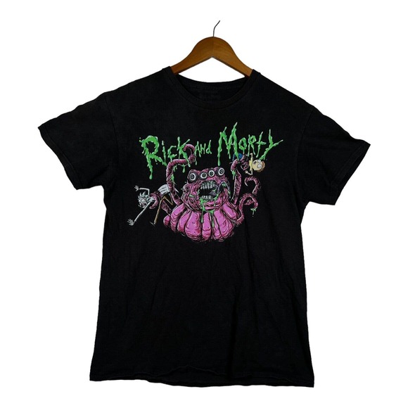 Rick And Morty Monster Ricksy Hipster Indie Nerd Men's Black Graphic T Shirt M - Picture 1 of 4